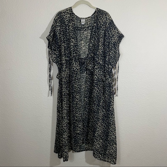 Sz: XXL/XXXL (2X-3X) Dark Leopard Print & Tie-Dye Multi-Color Swim Cover Kimonos - Picture 4 of 14